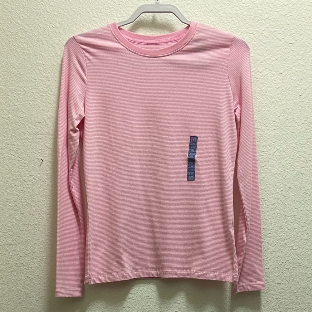 BRAND NEW w/ Tags Pink & White Striped Long Sleeve Shirt- Adult Small / Child XL